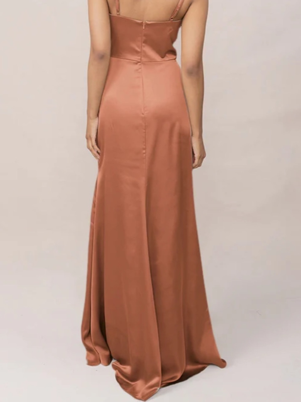 Revelry Copper Satin Dress Size 10 NWT Rory Formal Prom Bridesmaid Maxi Cowl - Picture 6 of 13